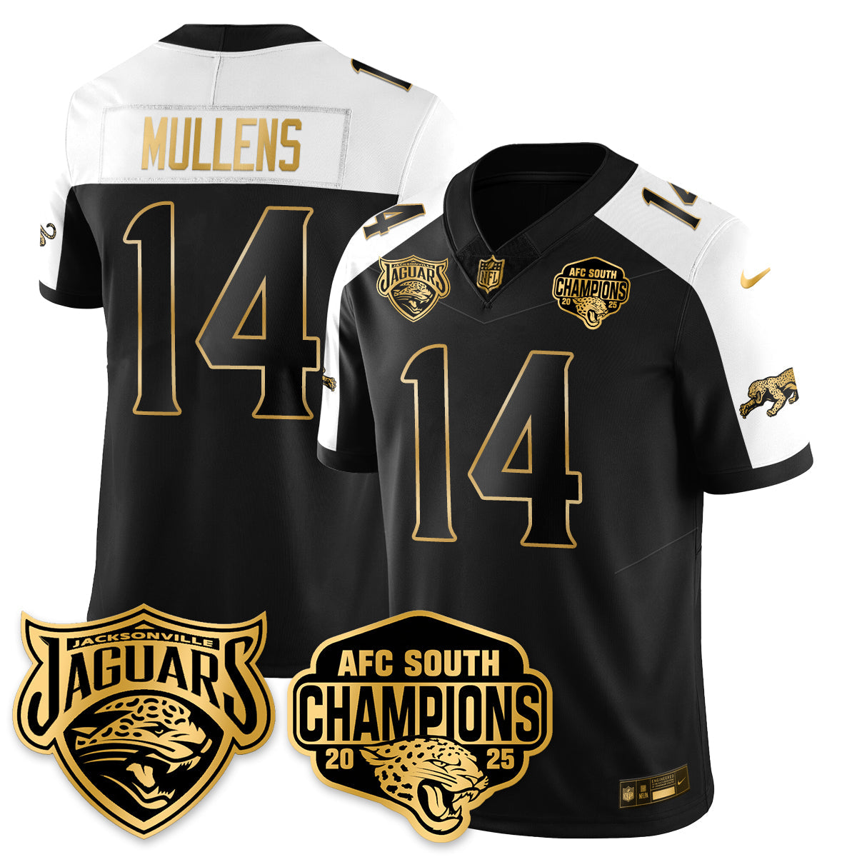 JAX AFC South Division Champions Vapor Limited Gold Jersey - All Stitched