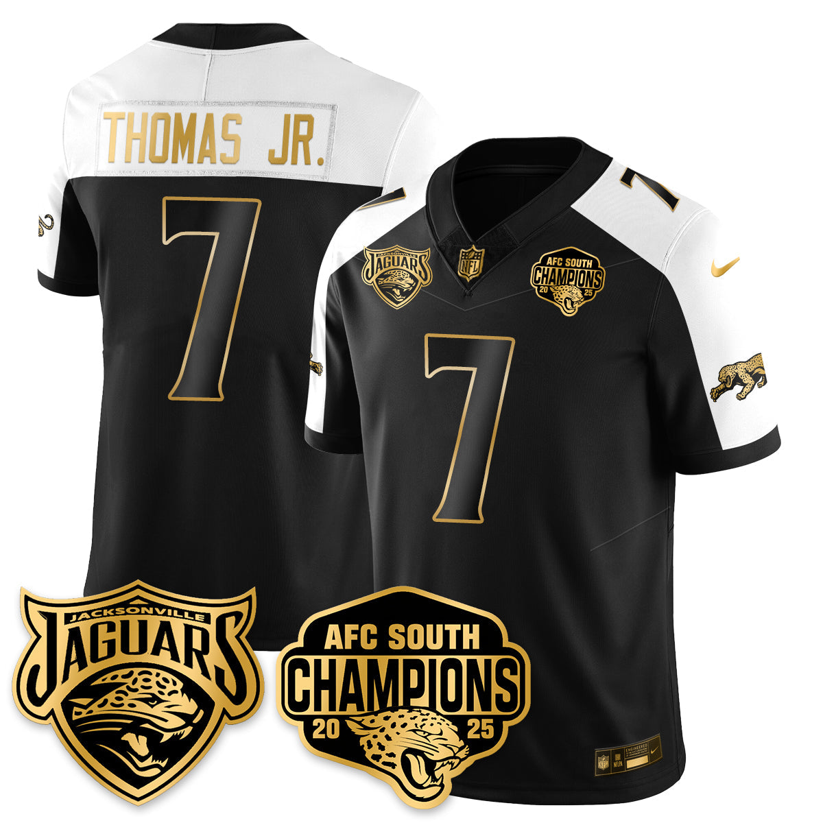 JAX AFC South Division Champions Vapor Limited Gold Jersey - All Stitched