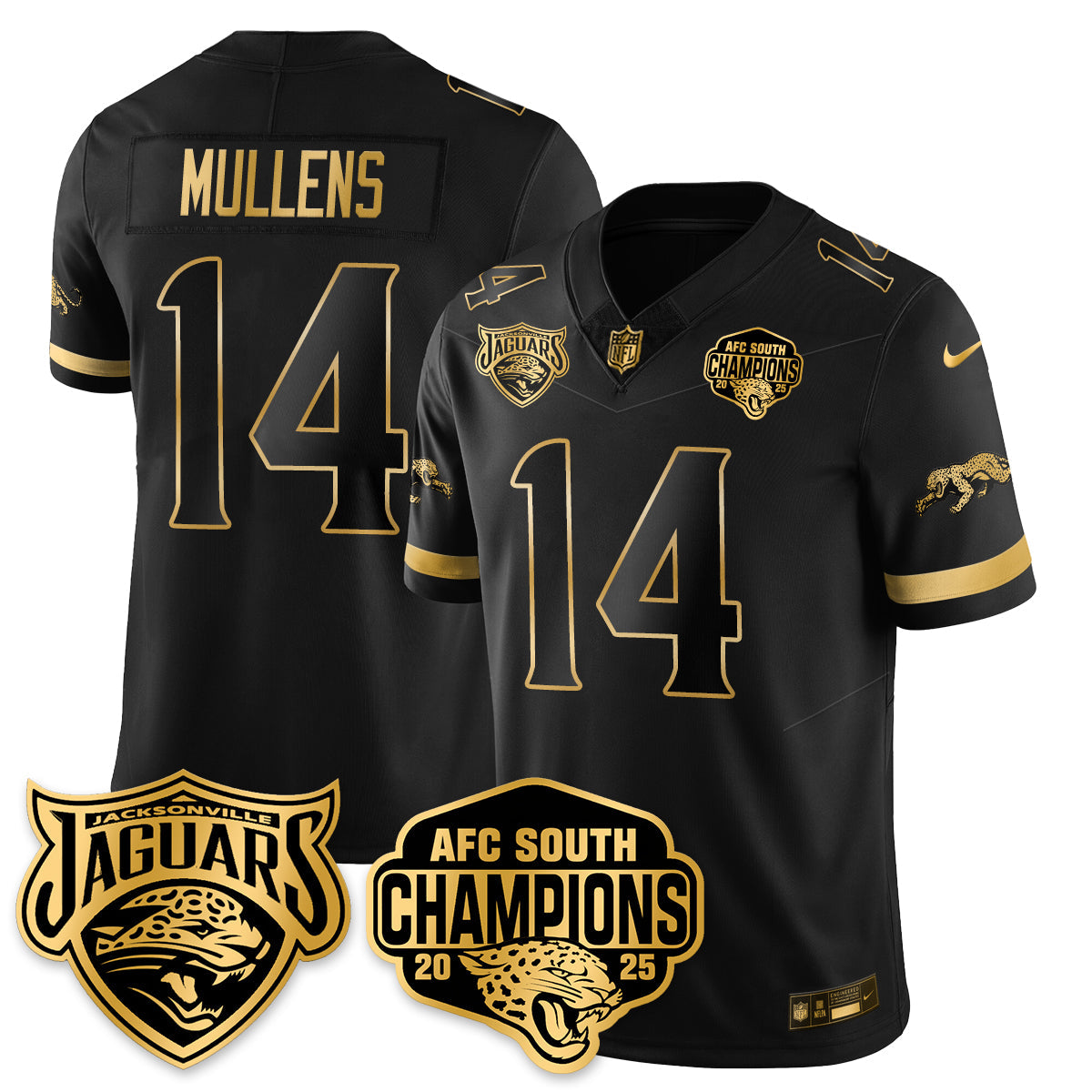 JAX AFC South Division Champions Vapor Limited Gold Jersey - All Stitched