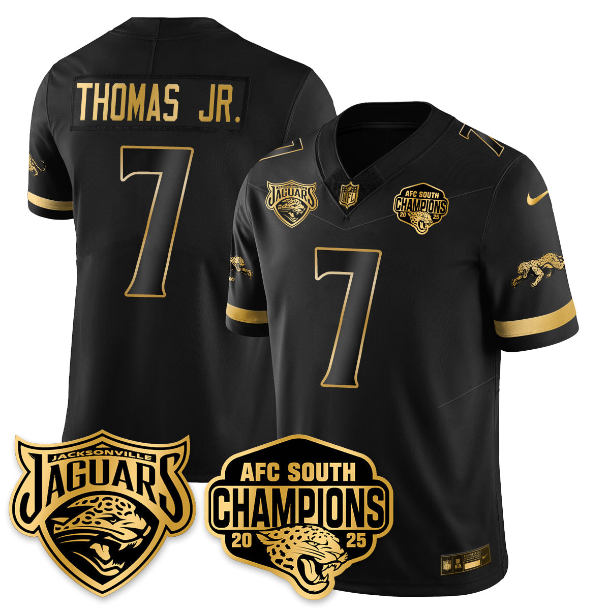 JAX AFC South Division Champions Vapor Limited Gold Jersey - All Stitched