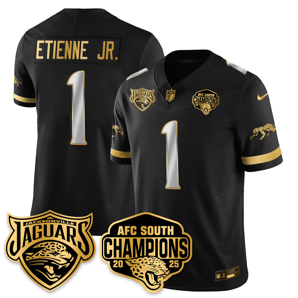 JAX AFC South Division Champions Vapor Limited Gold Jersey - All Stitched