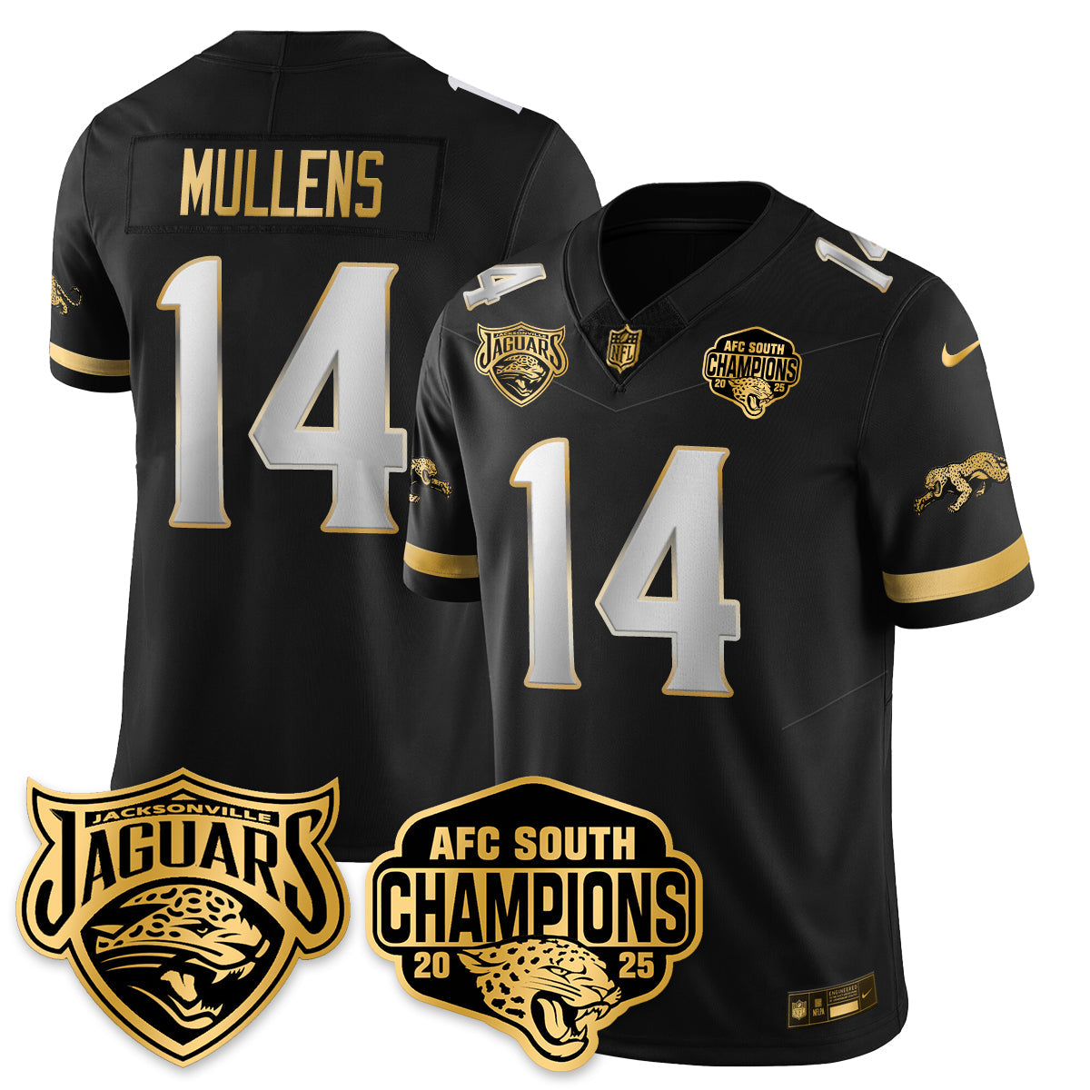 JAX AFC South Division Champions Vapor Limited Gold Jersey - All Stitched