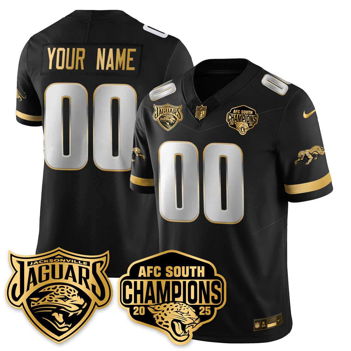 JAX AFC South Division Champions Vapor Limited Gold Jersey - All Stitched