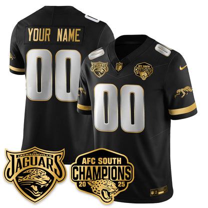 Custom JAX AFC South Division Champions Vapor Limited Gold Jersey - All Stitched