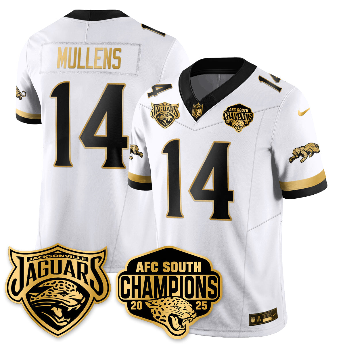 JAX AFC South Division Champions Vapor Limited Gold Jersey - All Stitched