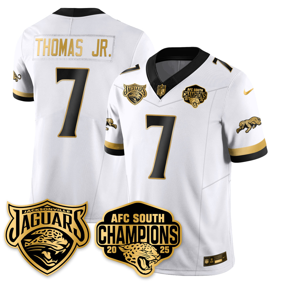 JAX AFC South Division Champions Vapor Limited Gold Jersey - All Stitched