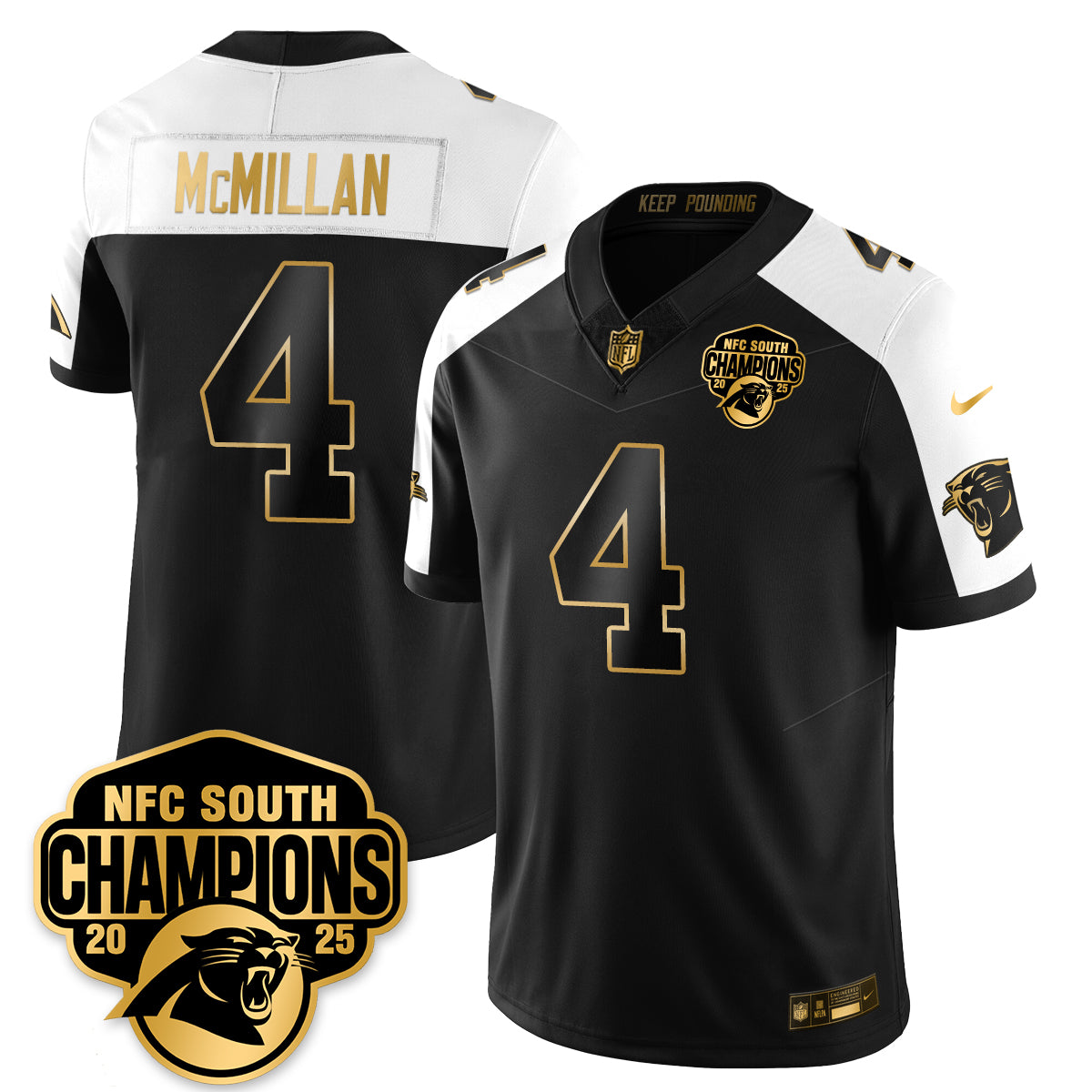 CAR NFC South Division Champions Vapor Limited Gold Jersey - All Stitched