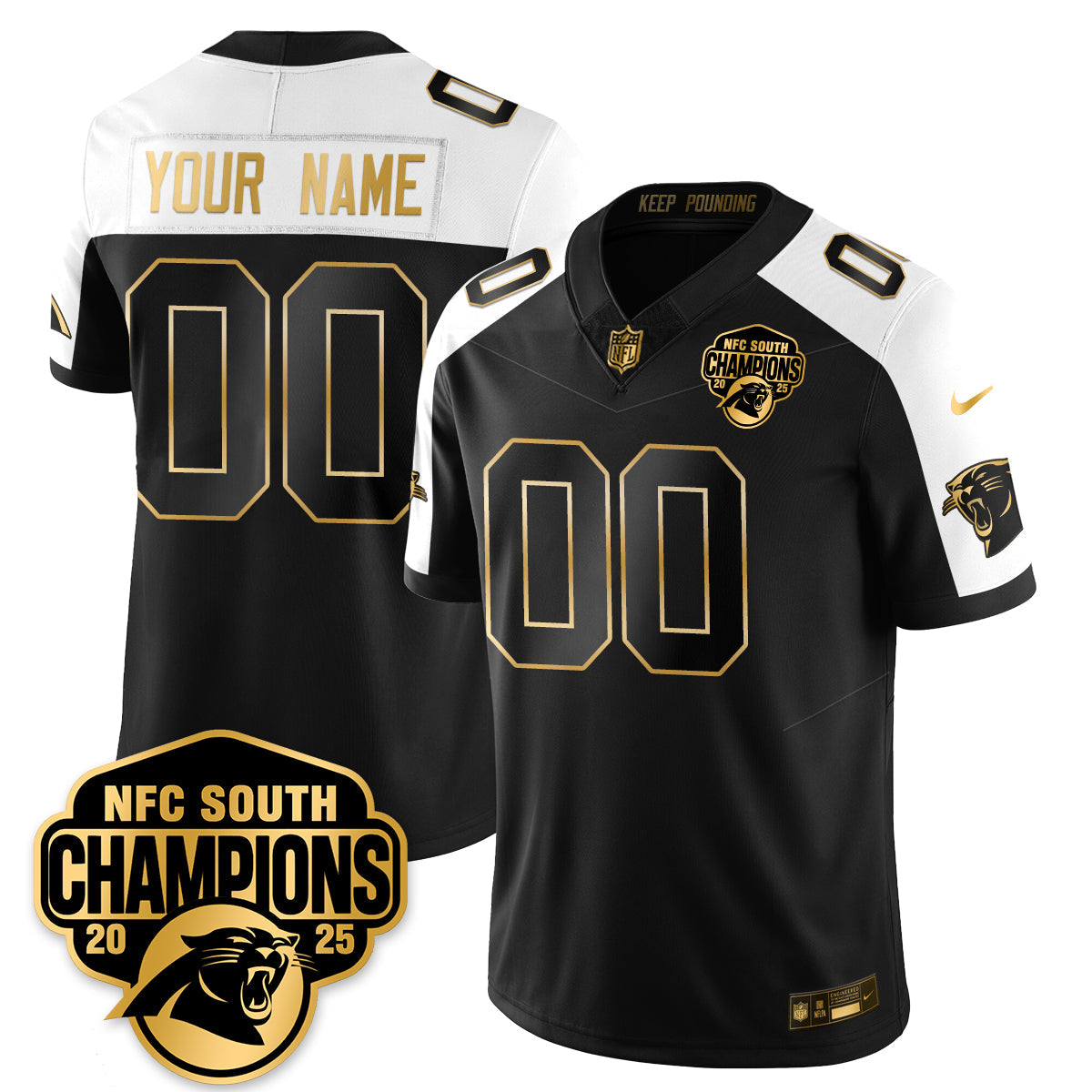 Custom CAR NFC South Division Champions Vapor Limited Gold Jersey - All Stitched