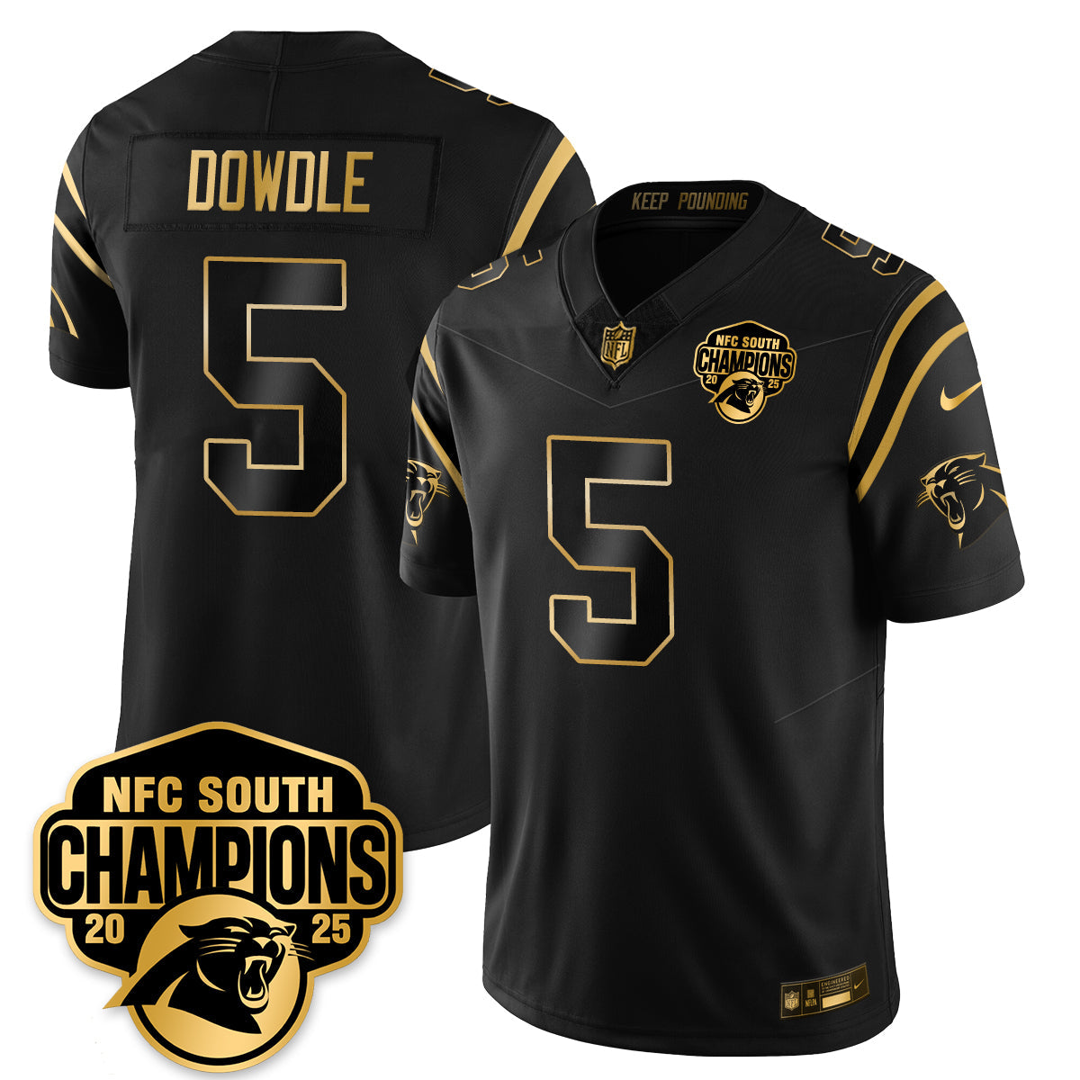 CAR NFC South Division Champions Vapor Limited Gold Jersey - All Stitched