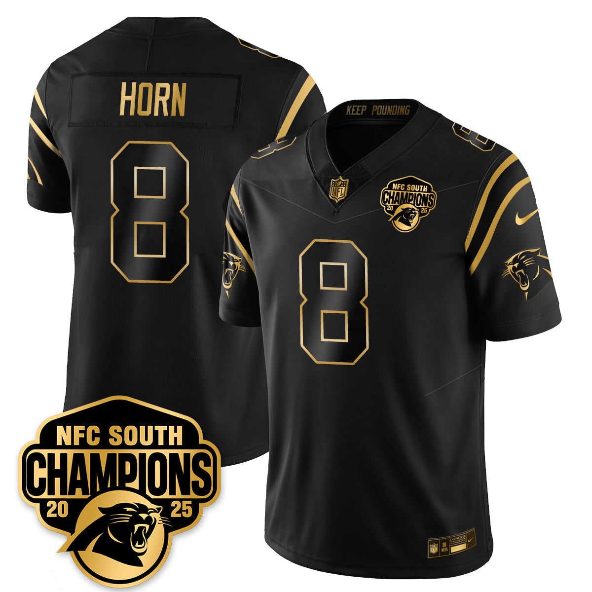 CAR NFC South Division Champions Vapor Limited Gold Jersey - All Stitched