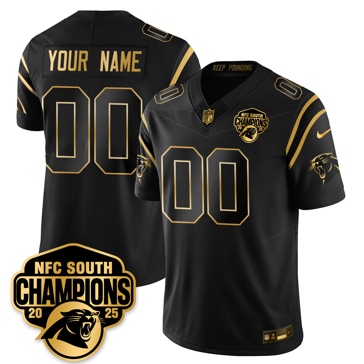 Custom CAR NFC South Division Champions Vapor Limited Gold Jersey - All Stitched