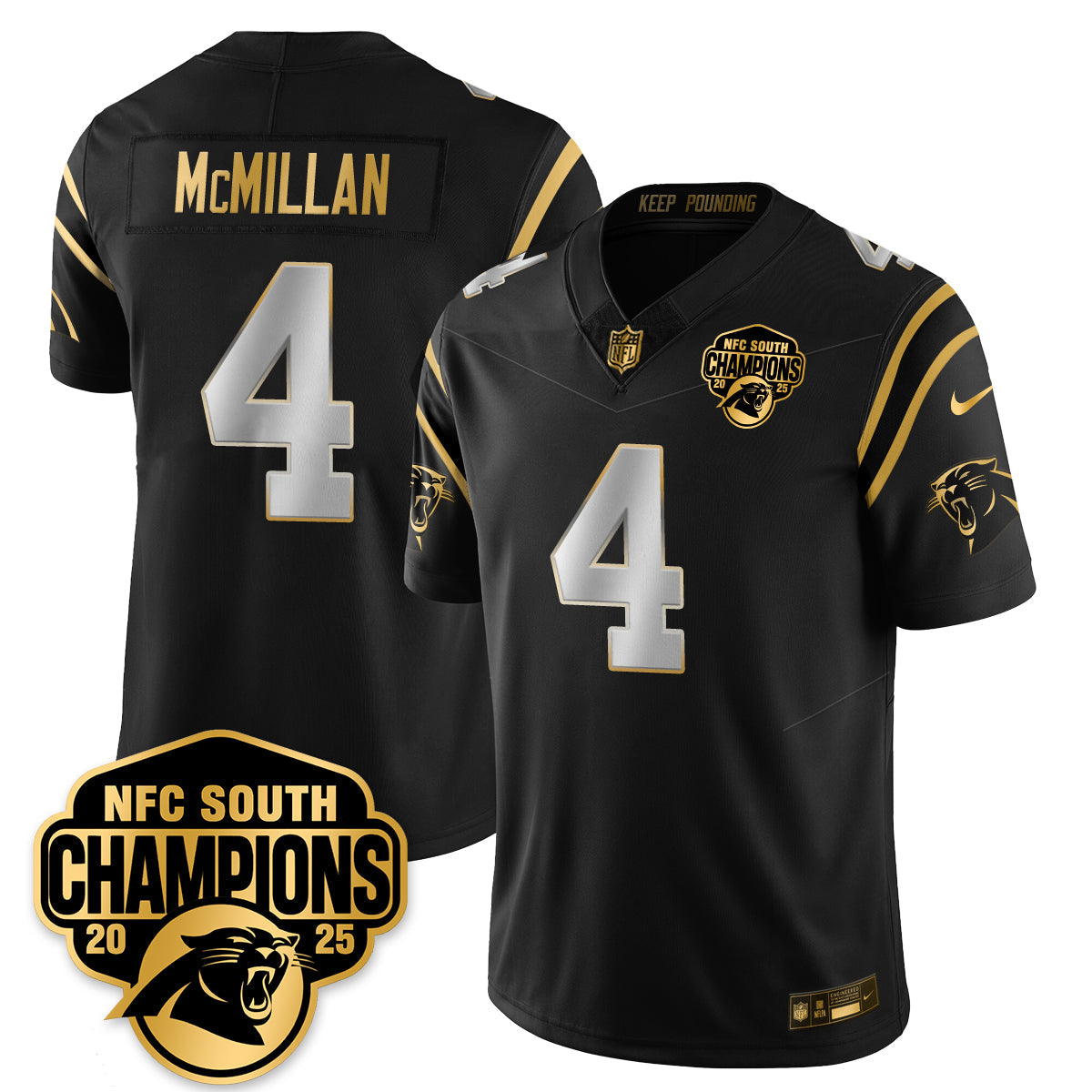 CAR NFC South Division Champions Vapor Limited Gold Jersey - All Stitched