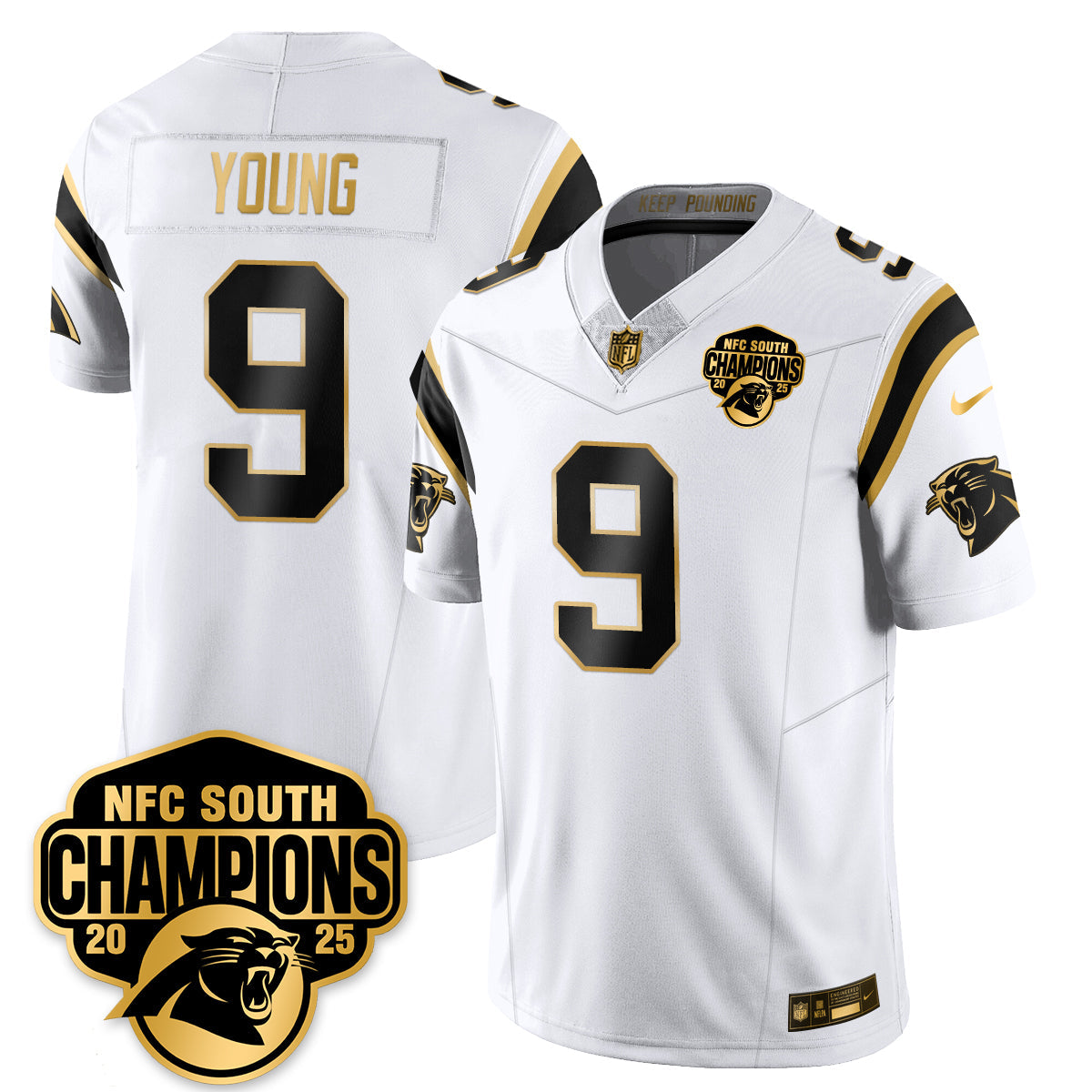CAR NFC South Division Champions Vapor Limited Gold Jersey - All Stitched