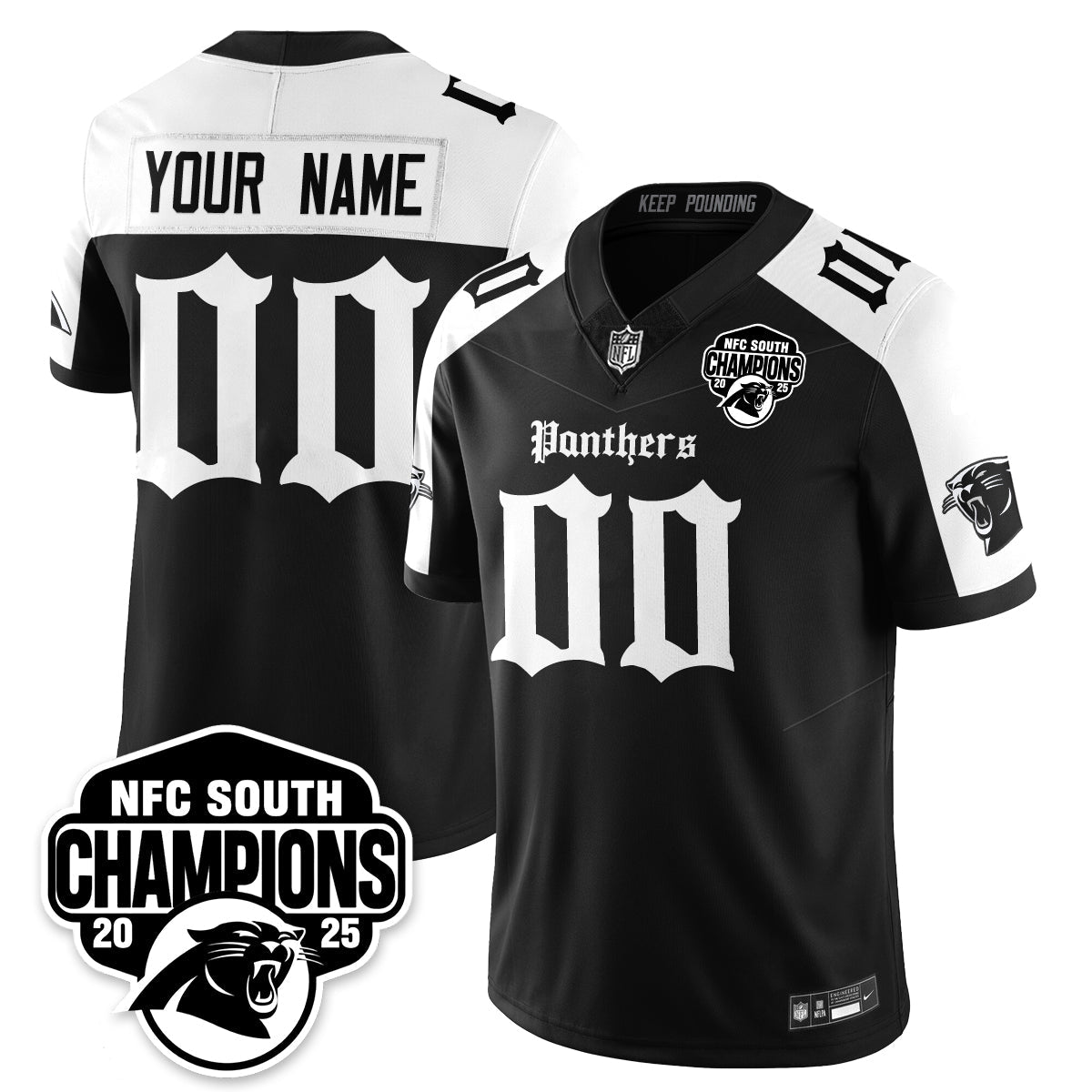 Custom CAR Gothic NFC South Division Champions Vapor Limited Gothic Jersey - All Stitched