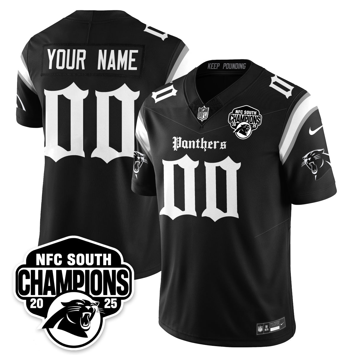Custom CAR Gothic NFC South Division Champions Vapor Limited Gothic Jersey - All Stitched