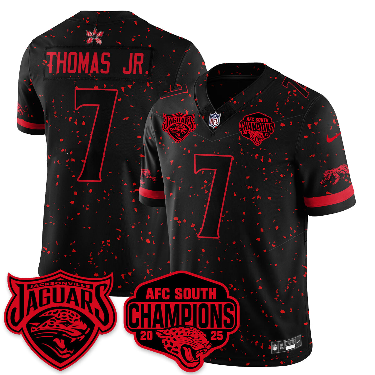 JAX Stranger Things AFC South Division Champions Vapor Limited Throwback Jersey - All Stitched