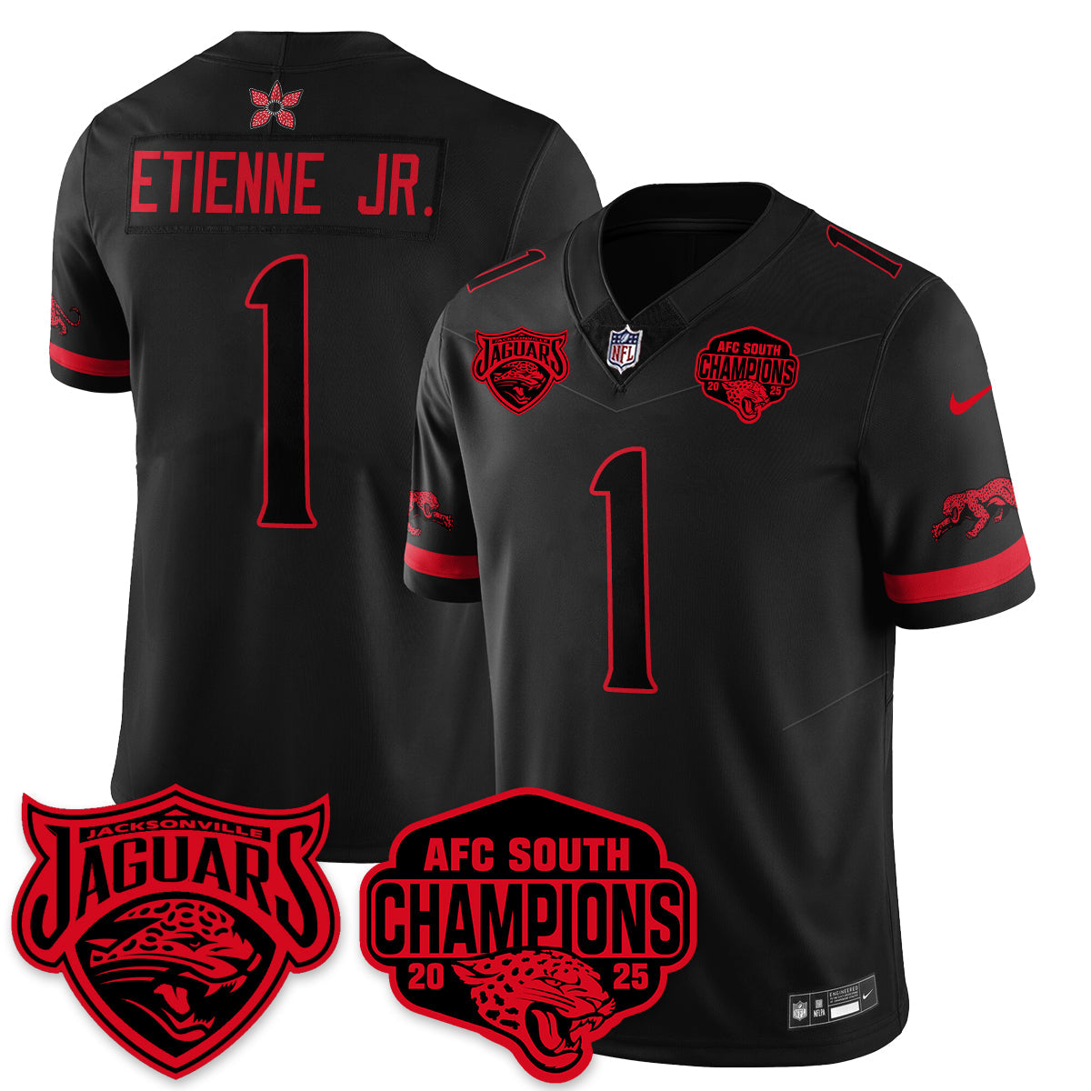 JAX Stranger Things AFC South Division Champions Vapor Limited Throwback Jersey - All Stitched