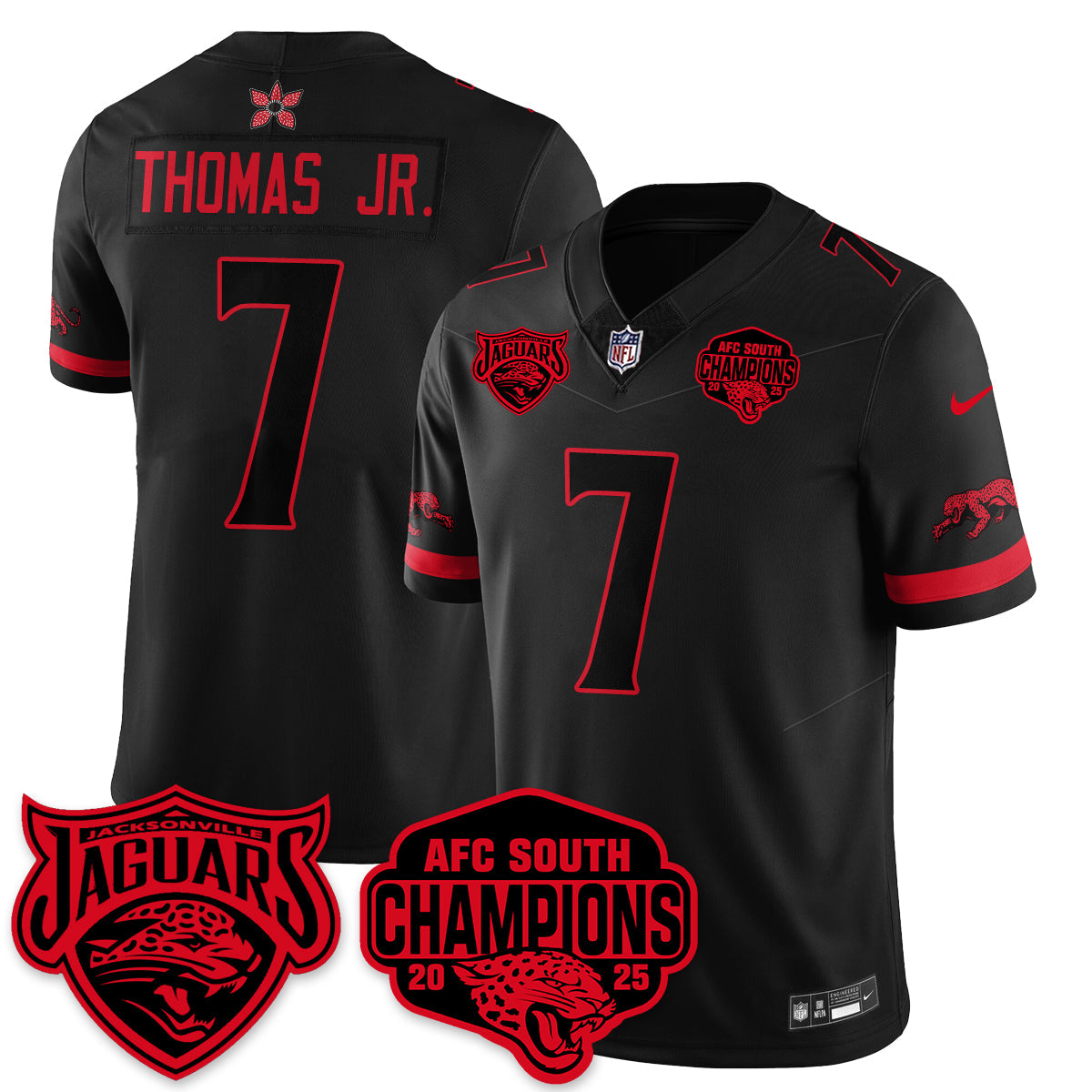 JAX Stranger Things AFC South Division Champions Vapor Limited Throwback Jersey - All Stitched