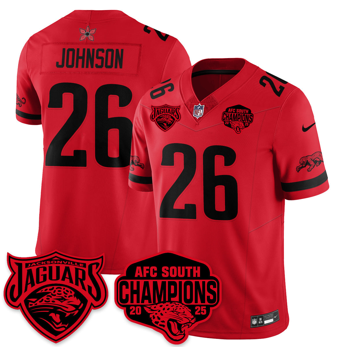 JAX Stranger Things AFC South Division Champions Vapor Limited Throwback Jersey - All Stitched