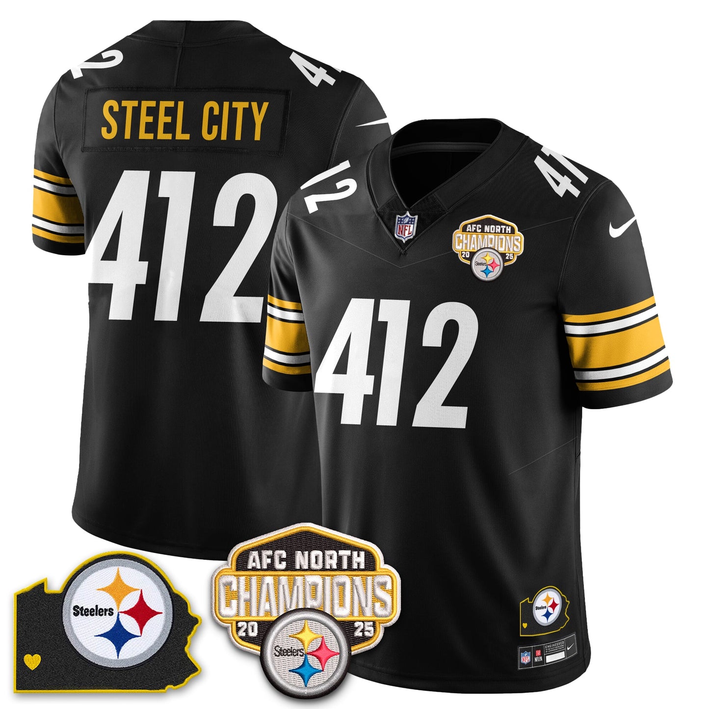 PIT AFC North Division Champions Vapor Limited Jersey - All Stitched