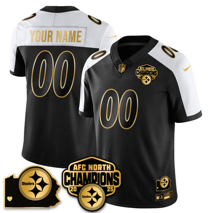 Custom PIT AFC North Division Champions Vapor Limited Gold Jersey - All Stitched