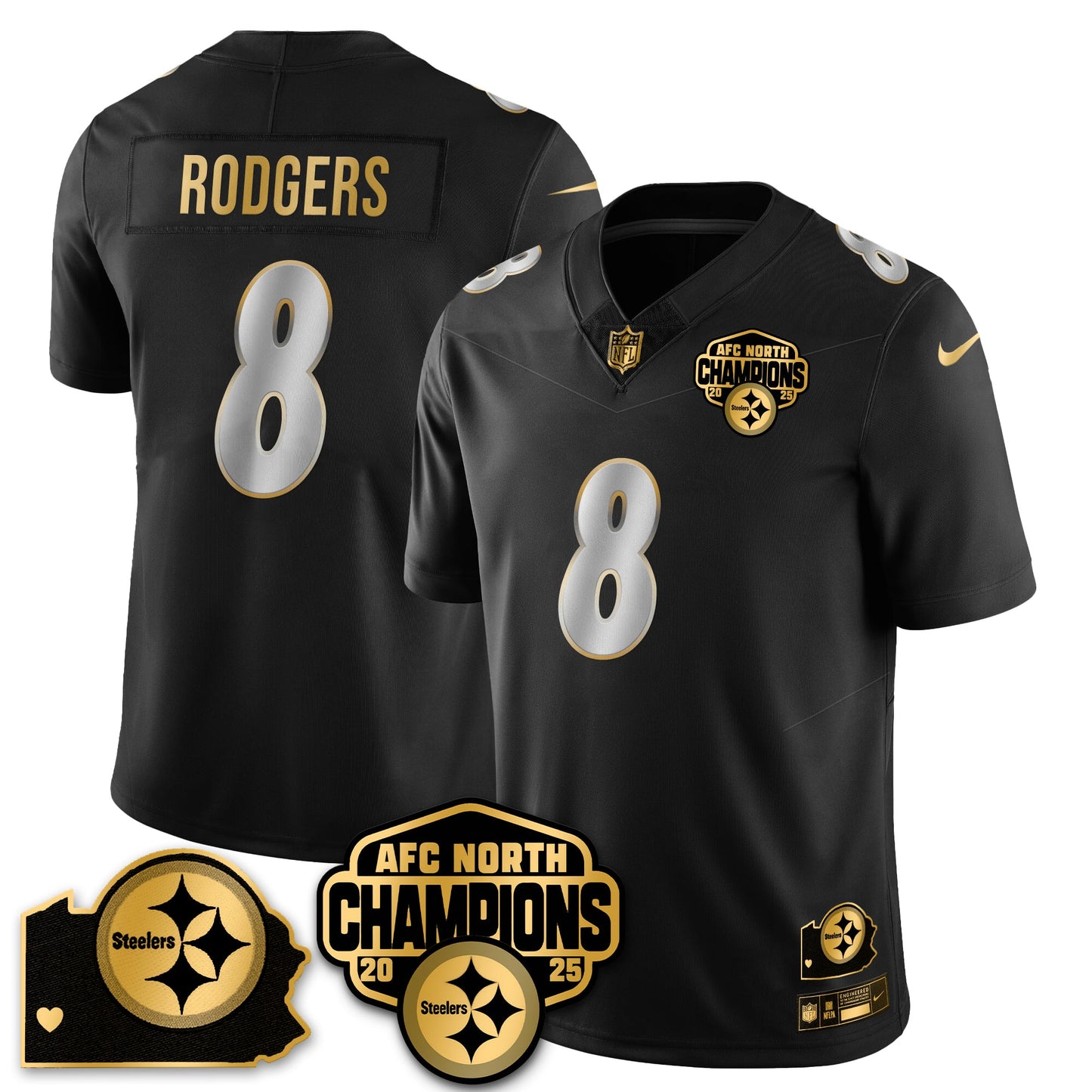 PIT AFC North Division Champions Vapor Limited Gold Jersey - All Stitched