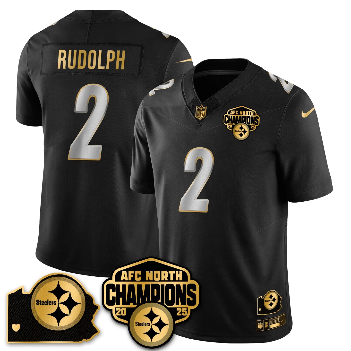 PIT AFC North Division Champions Vapor Limited Gold Jersey - All Stitched