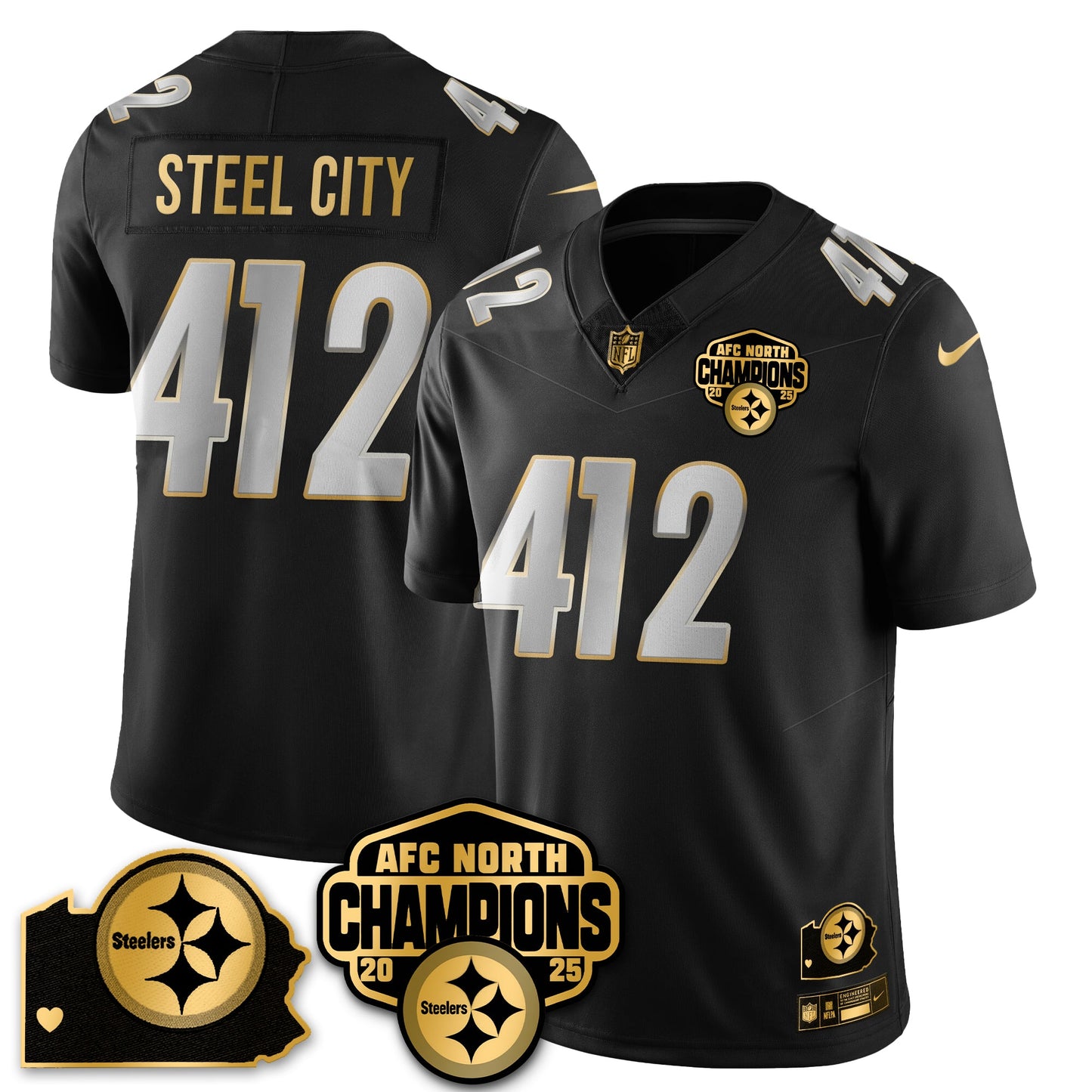 PIT AFC North Division Champions Vapor Limited Gold Jersey - All Stitched