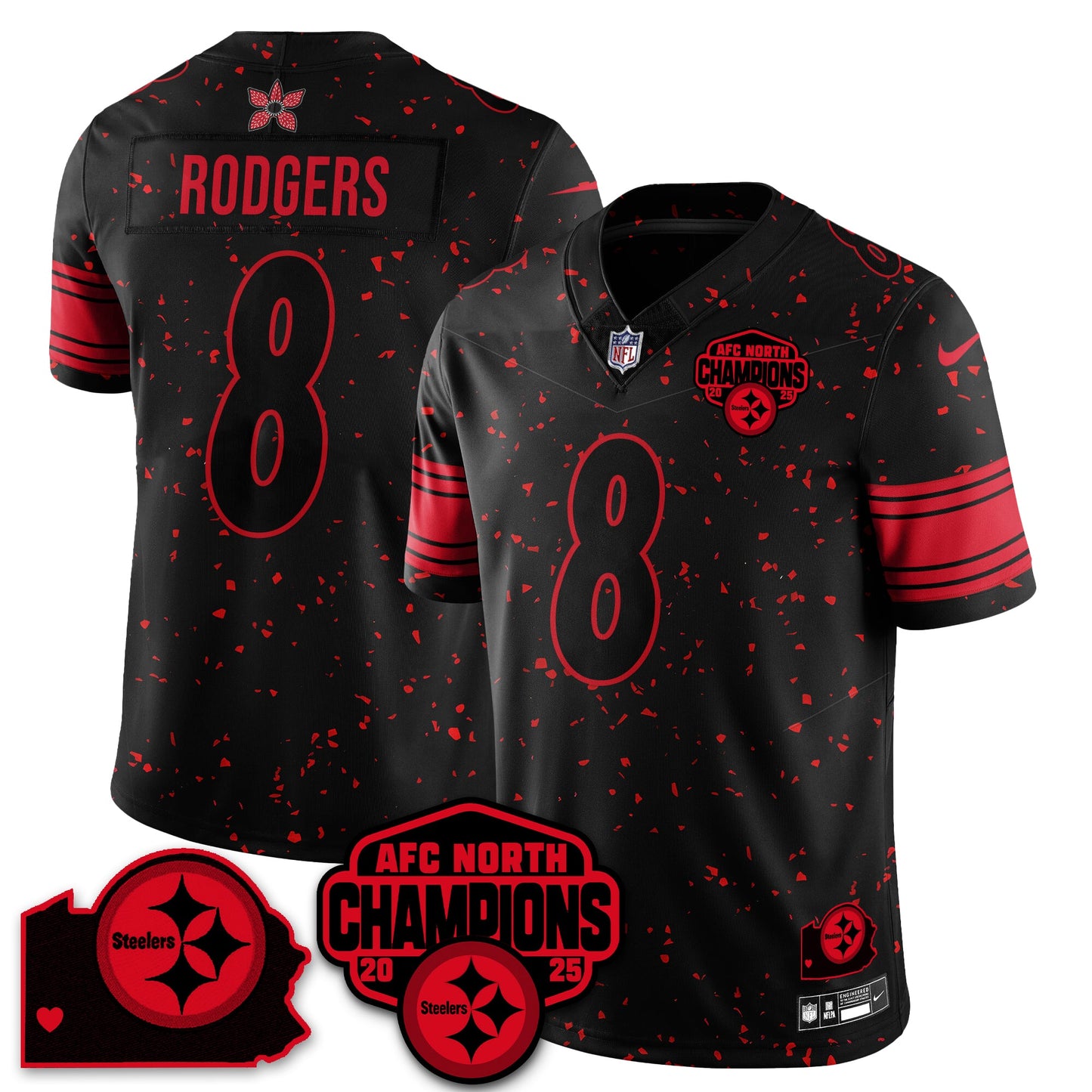 PIT Stranger Things AFC North Division Champions Vapor Limited Jersey - All Stitched
