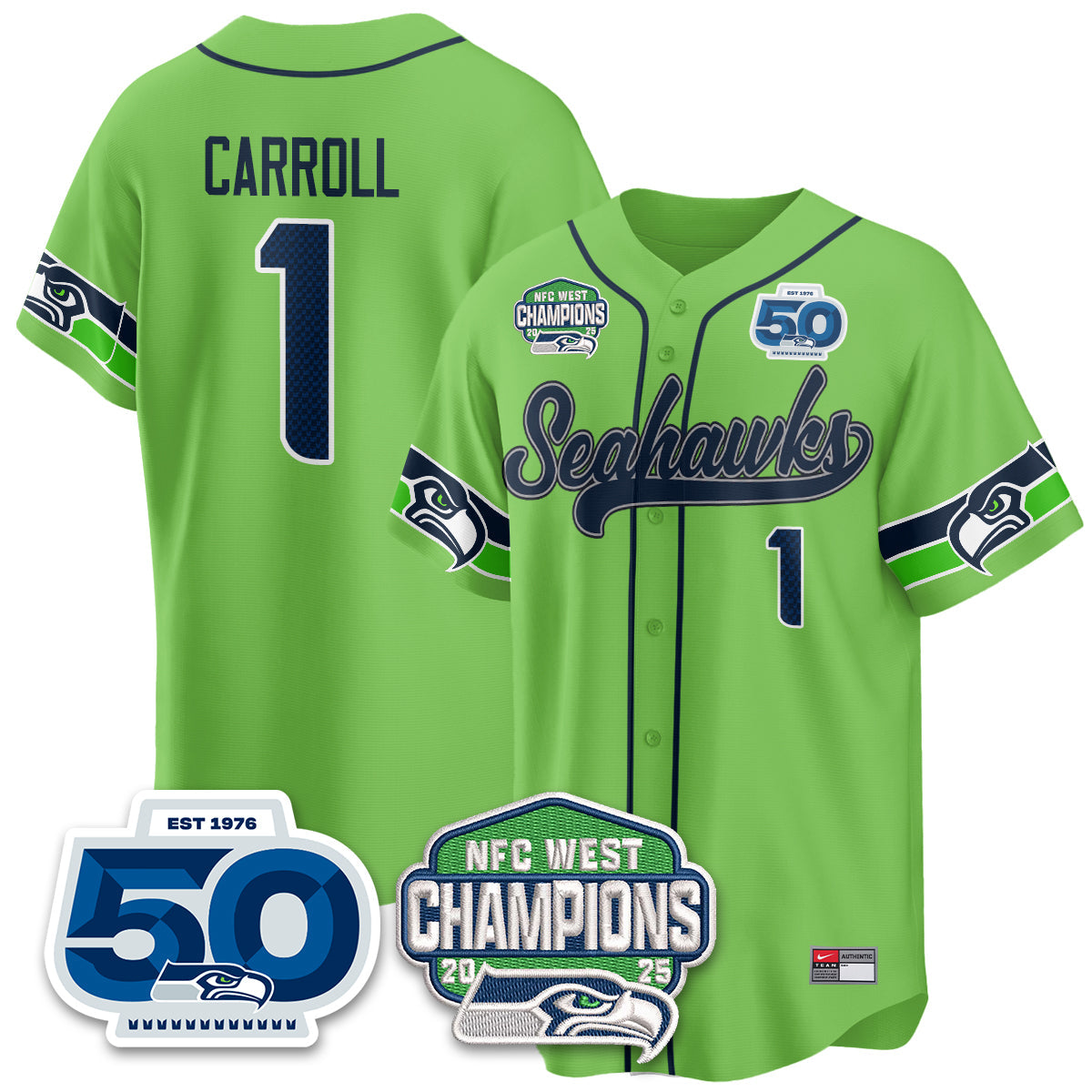 SEA NFC West Division Champions Vapor Limited Baseball Jersey - All Stitched
