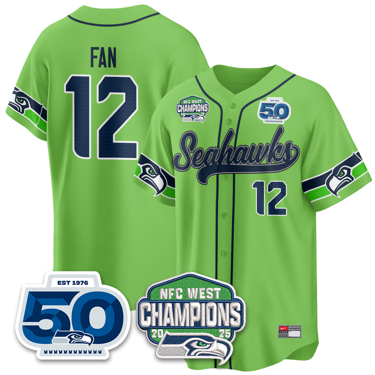 SEA NFC West Division Champions Vapor Limited Baseball Jersey - All Stitched