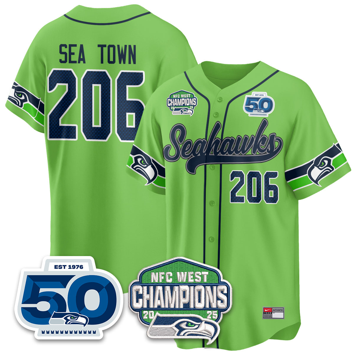 SEA NFC West Division Champions Vapor Limited Baseball Jersey - All Stitched