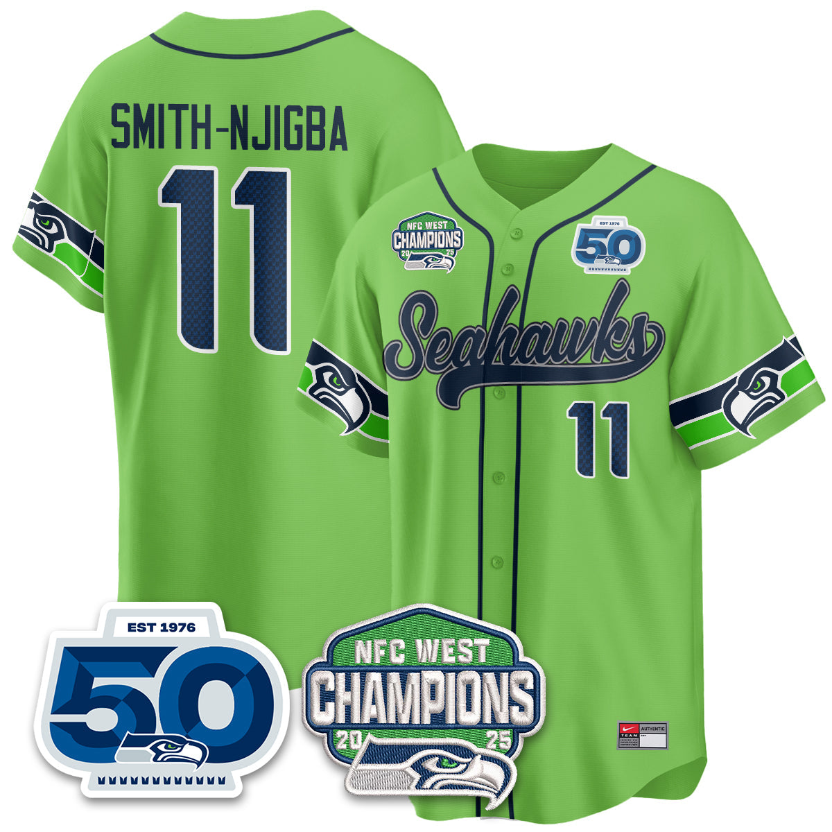 SEA NFC West Division Champions Vapor Limited Baseball Jersey - All Stitched