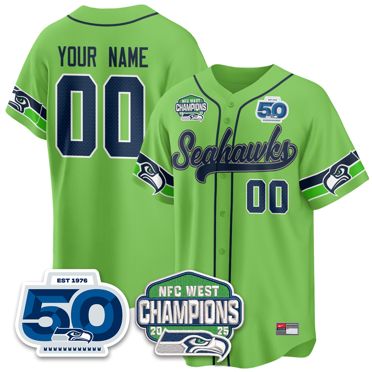 SEA NFC West Division Champions Vapor Limited Baseball Jersey - All Stitched