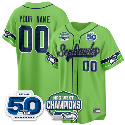 Custom SEA NFC West Division Champions Vapor Limited Baseball Jersey - All Stitched