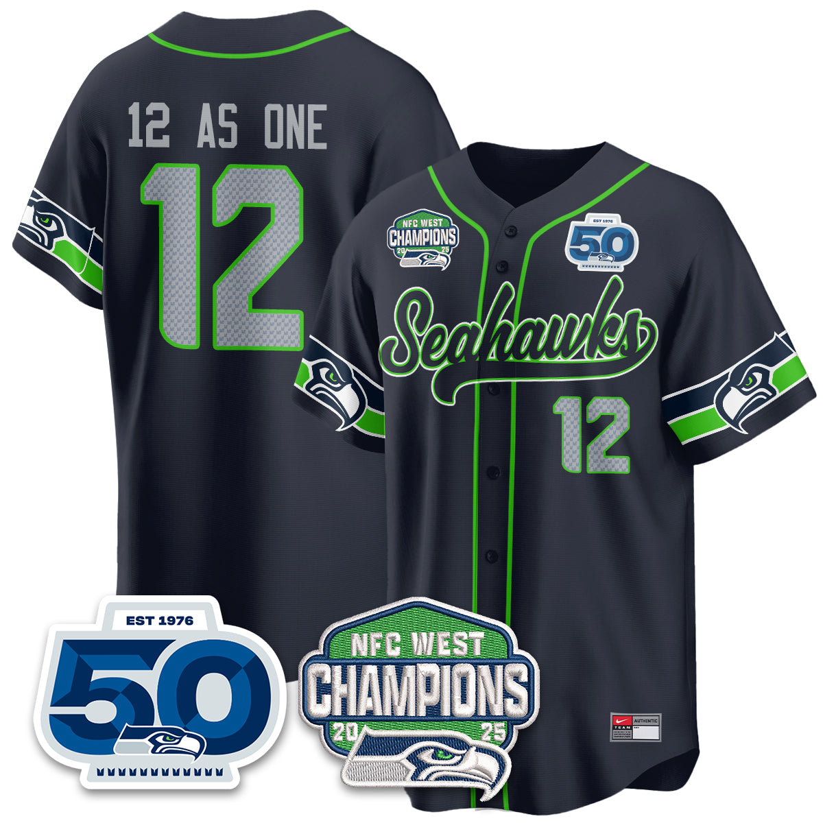 SEA NFC West Division Champions Vapor Limited Baseball Jersey - All Stitched