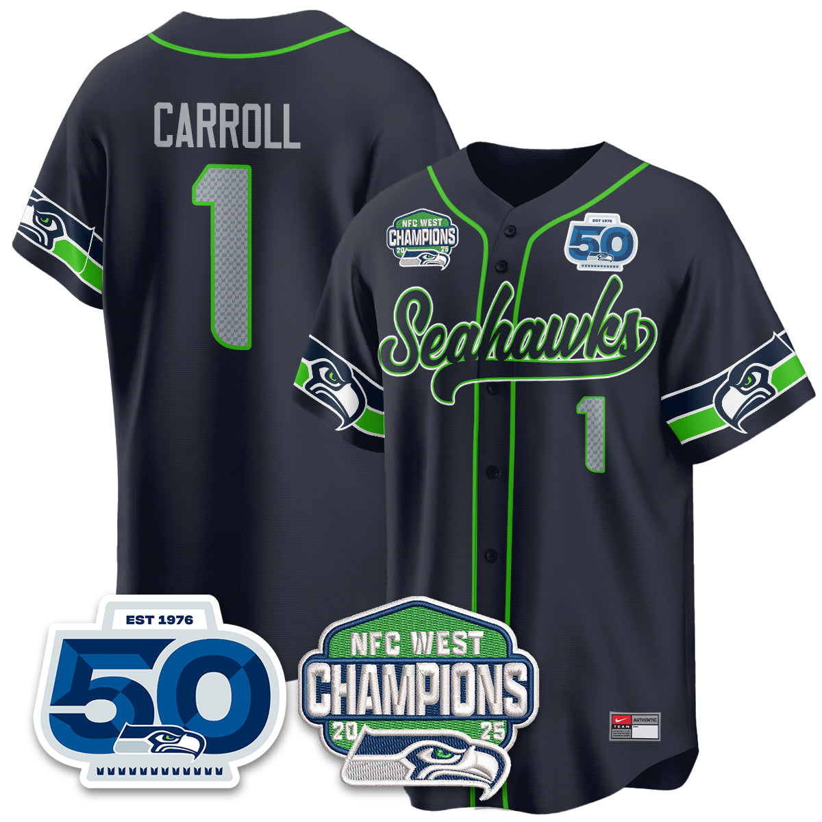 SEA NFC West Division Champions Vapor Limited Baseball Jersey - All Stitched