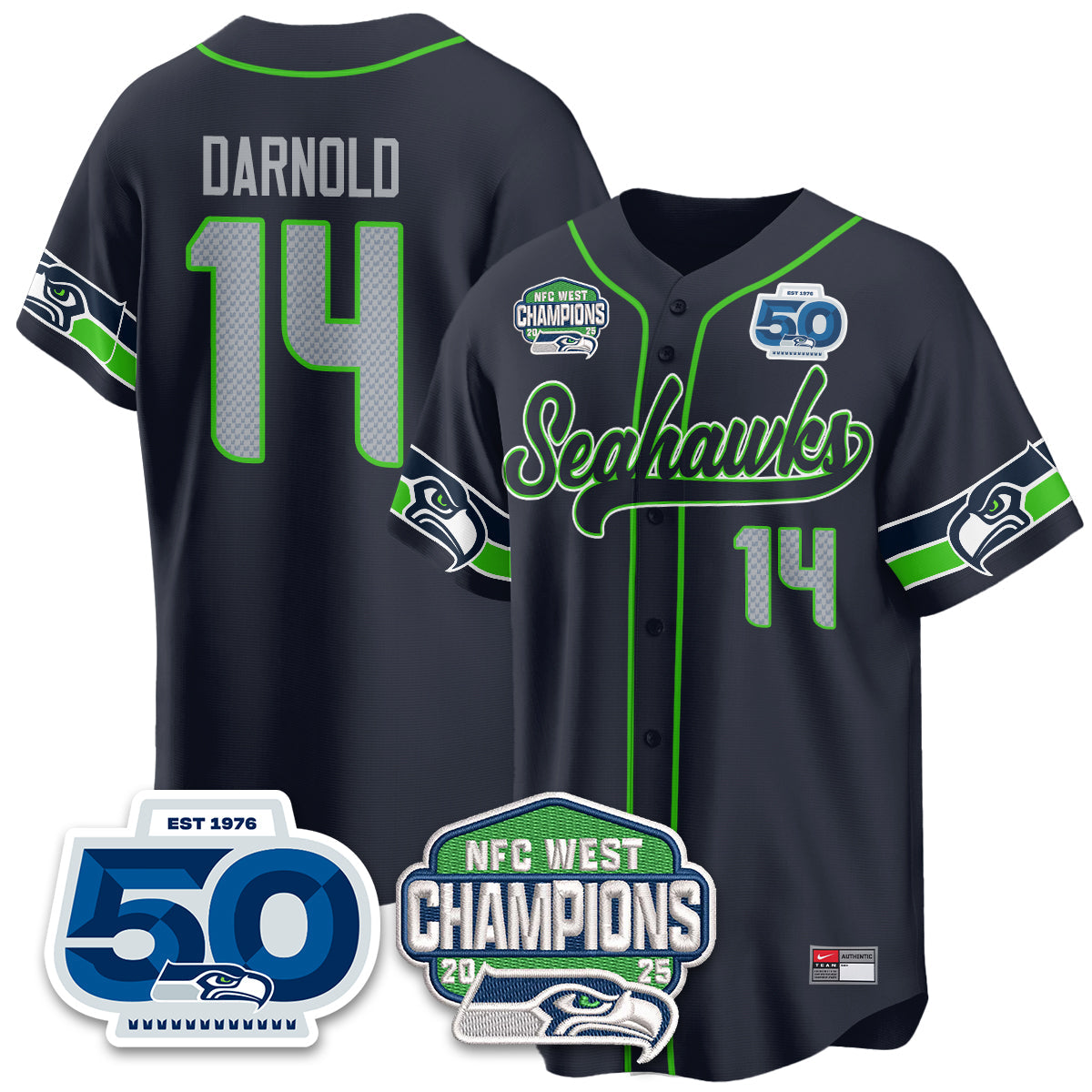 SEA NFC West Division Champions Vapor Limited Baseball Jersey - All Stitched