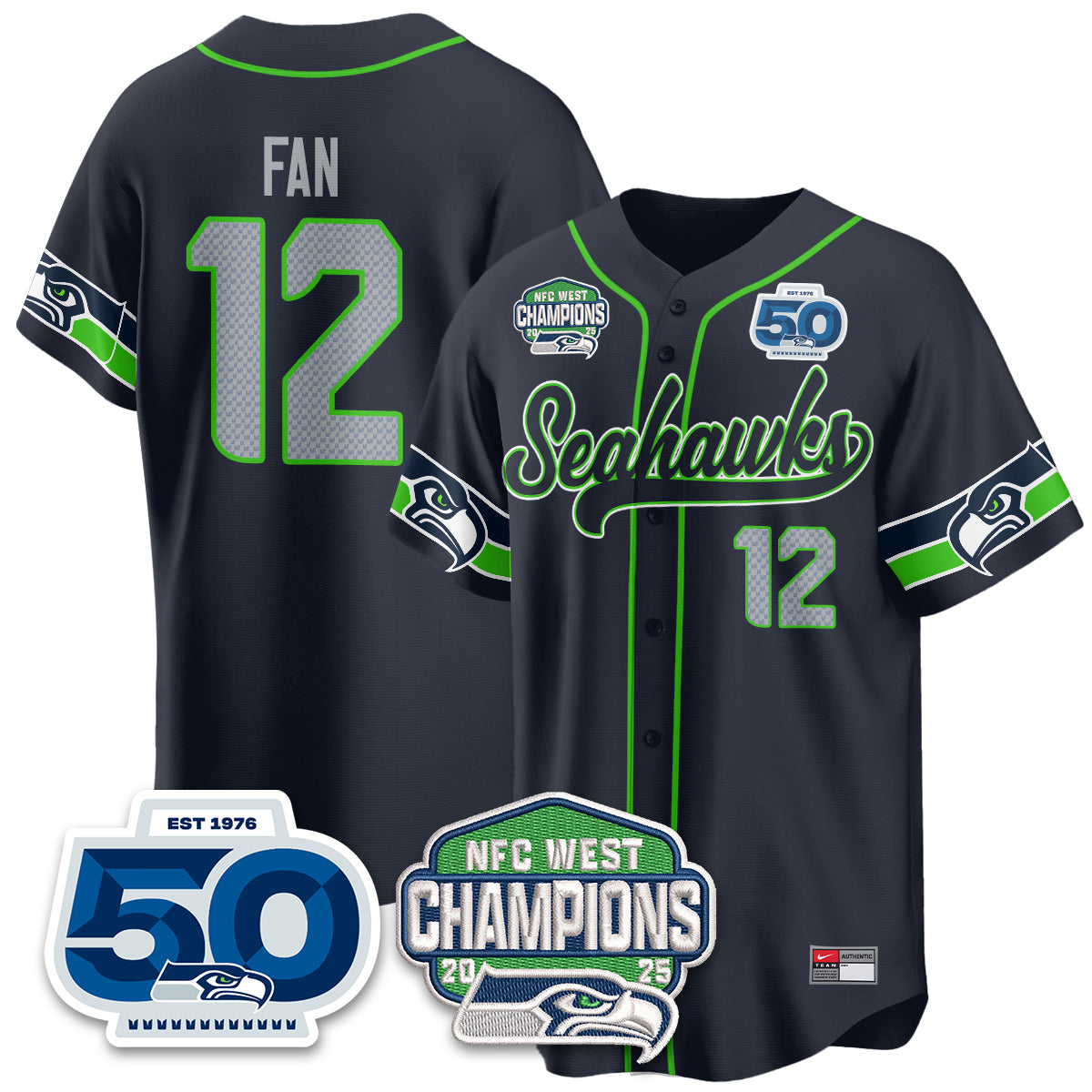 SEA NFC West Division Champions Vapor Limited Baseball Jersey - All Stitched