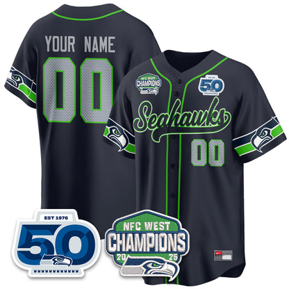 Custom SEA NFC West Division Champions Vapor Limited Baseball Jersey - All Stitched