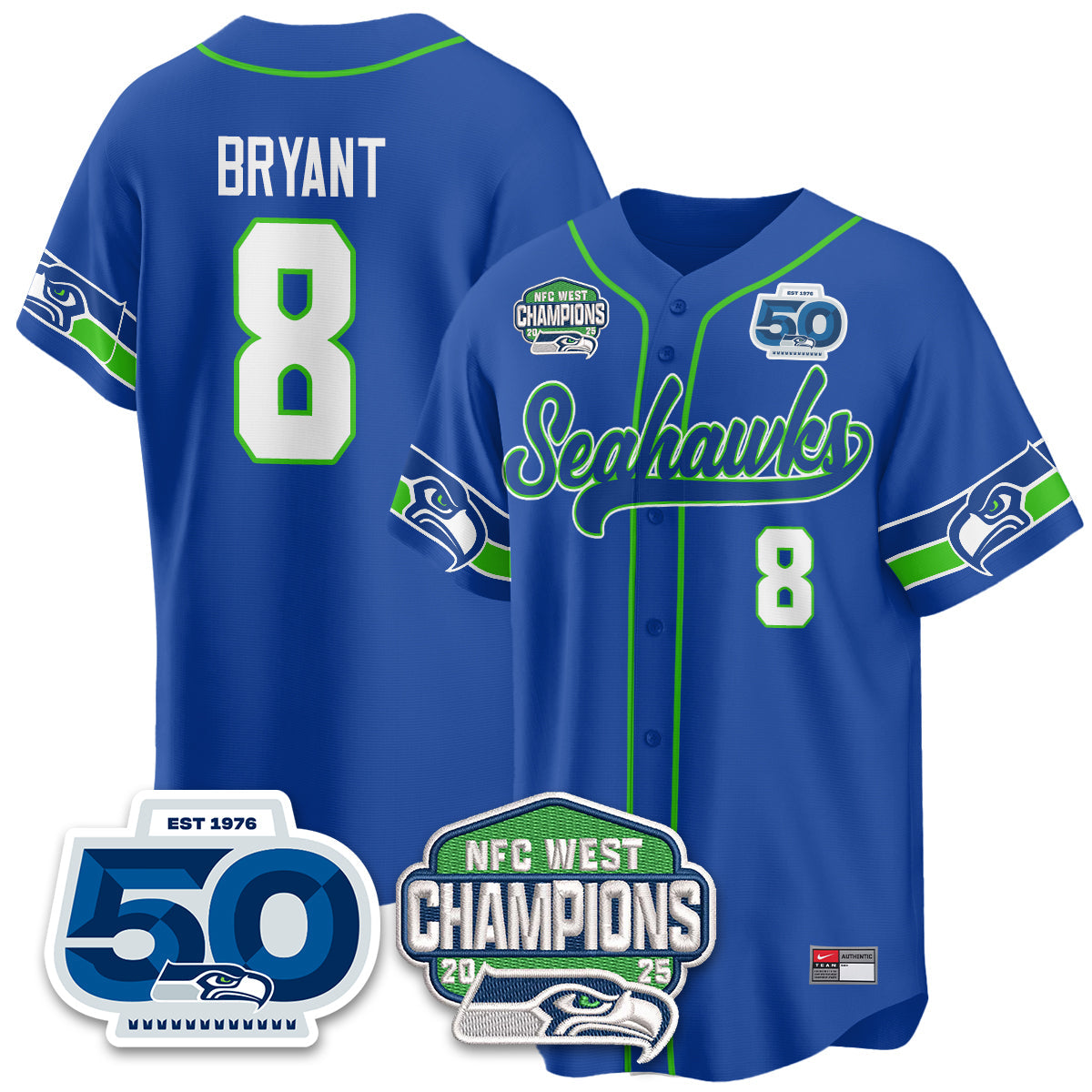 SEA NFC West Division Champions Vapor Limited Baseball Jersey - All Stitched