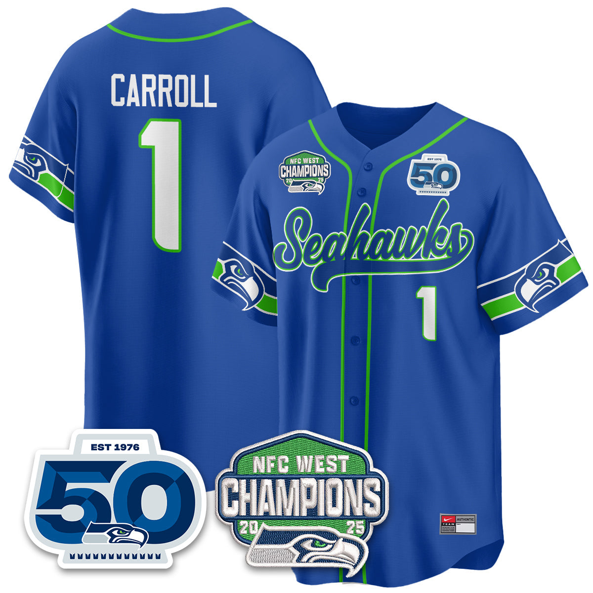 SEA NFC West Division Champions Vapor Limited Baseball Jersey - All Stitched