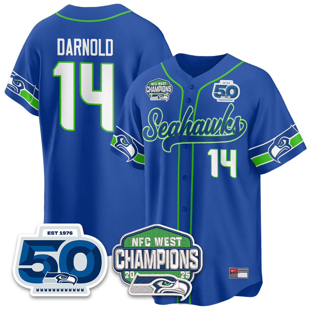 SEA NFC West Division Champions Vapor Limited Baseball Jersey - All Stitched