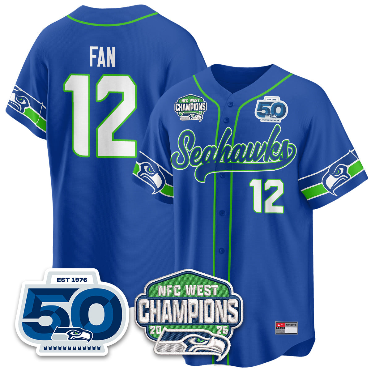 SEA NFC West Division Champions Vapor Limited Baseball Jersey - All Stitched