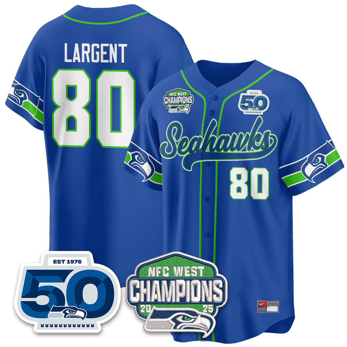 SEA NFC West Division Champions Vapor Limited Baseball Jersey - All Stitched