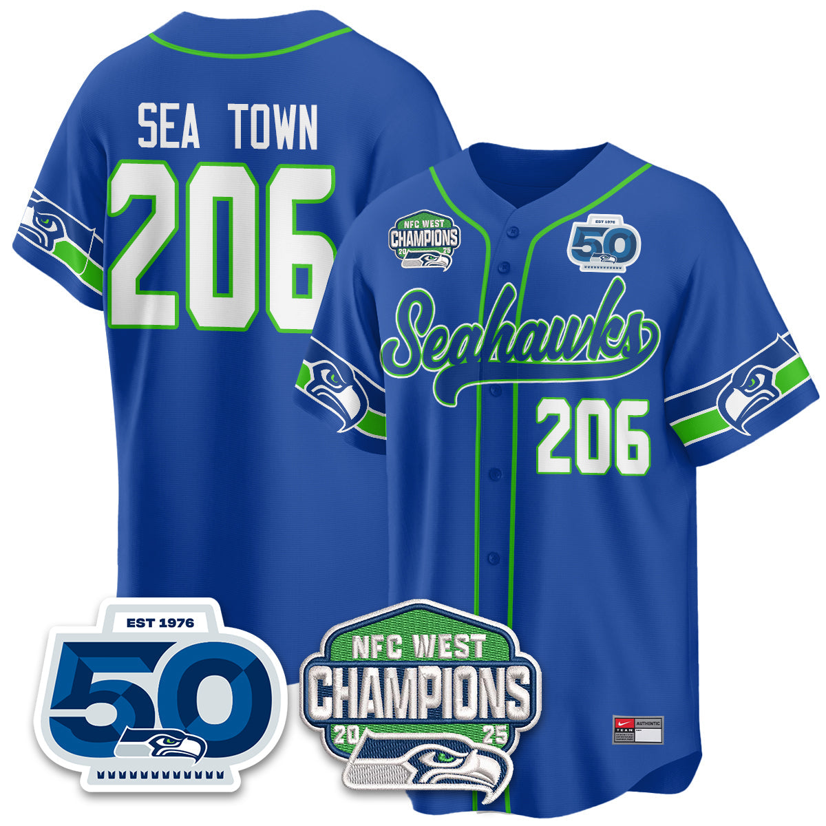 SEA NFC West Division Champions Vapor Limited Baseball Jersey - All Stitched