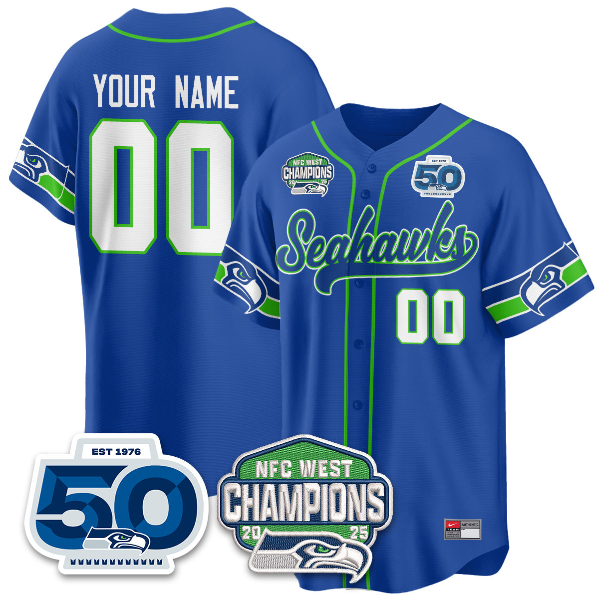 SEA NFC West Division Champions Vapor Limited Baseball Jersey - All Stitched