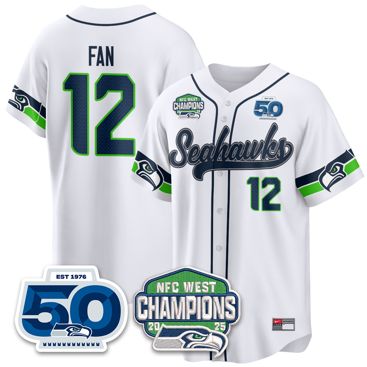 SEA NFC West Division Champions Vapor Limited Baseball Jersey - All Stitched