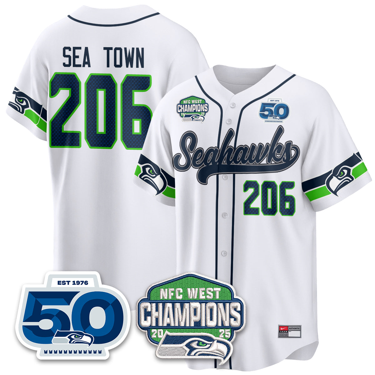 SEA NFC West Division Champions Vapor Limited Baseball Jersey - All Stitched