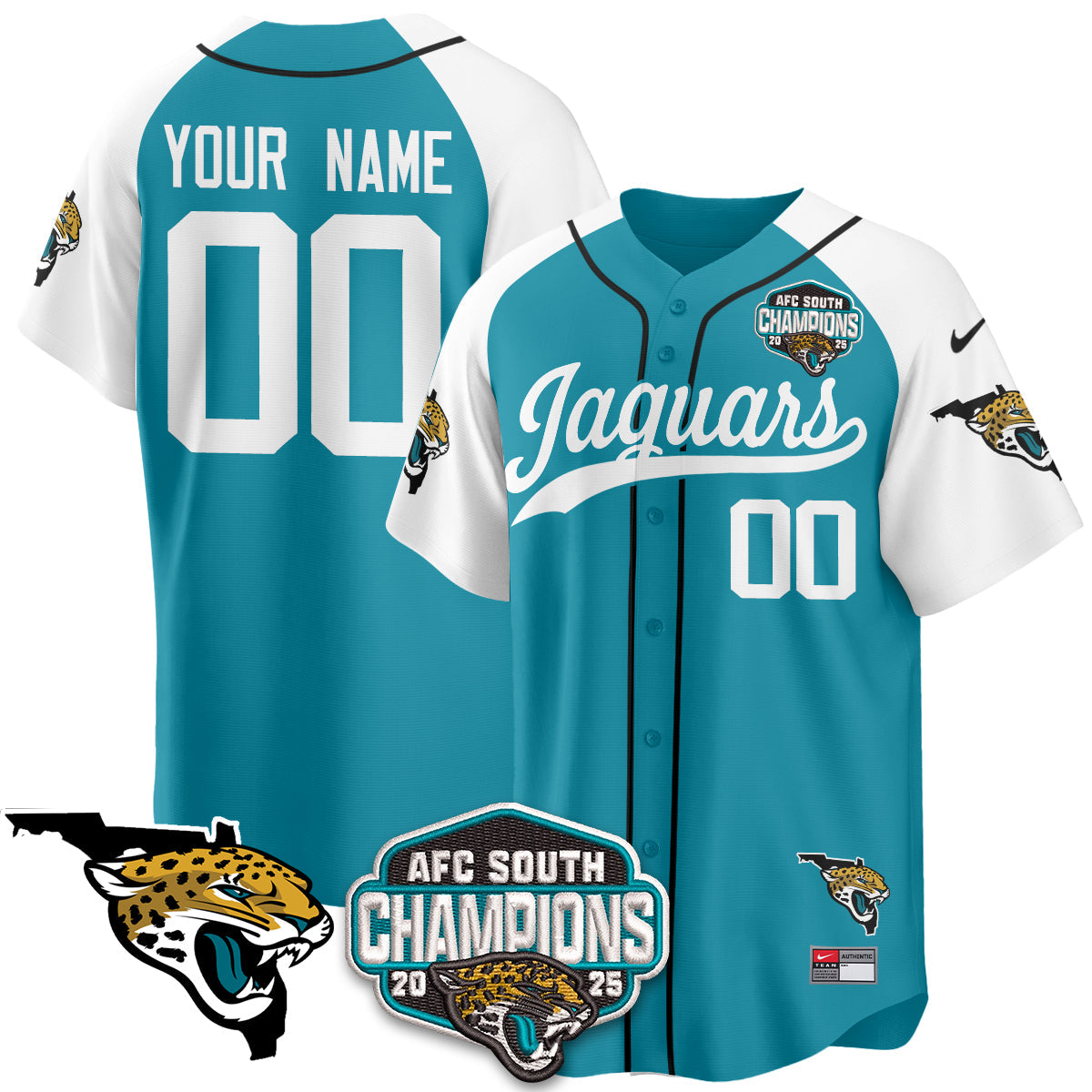 JAX AFC South Division Champions Vapor Limited Baseball Jersey - All Stitched